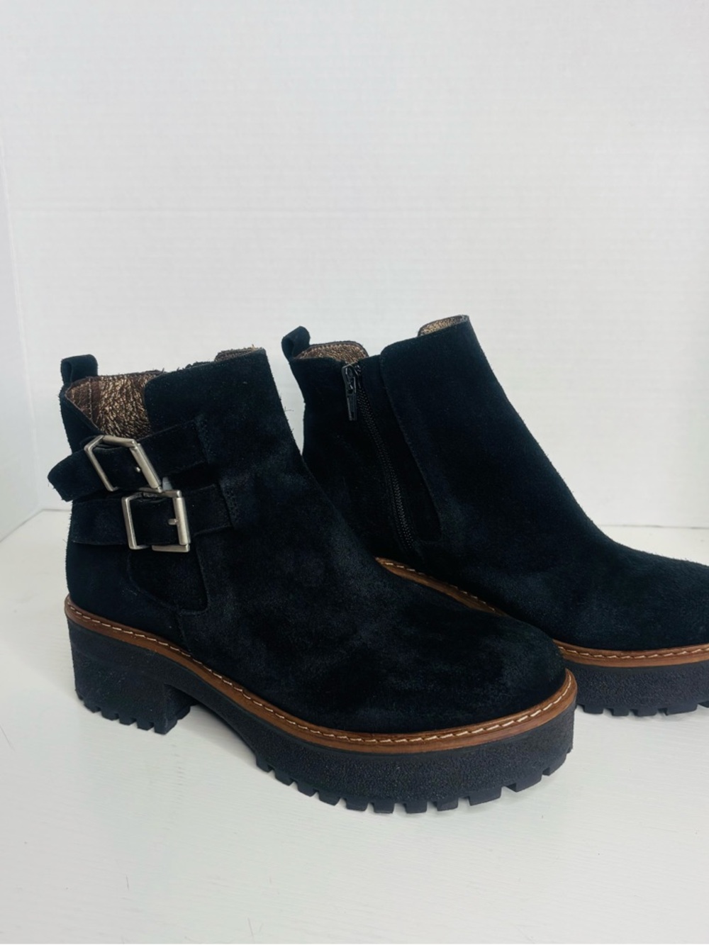 Eric Michael Black Suede Lug Sole Chelsea Boot